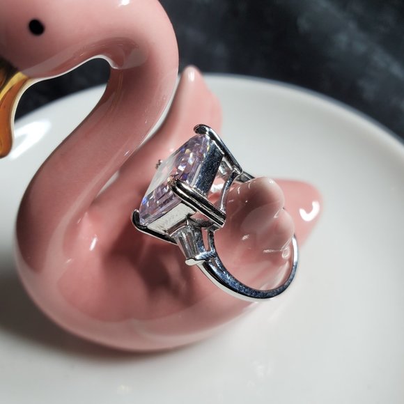 Monica Asscher Cut 9.5 carat CZ Engagement Statement Ring 925 Sterling Silver - Picture 16 of 16